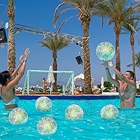 Vista 6 de Meooeck 16 bolas de playa inflables que brillan en la oscuridad, bolas de playa inflables con luces LED de 9 pulgadas, confeti brillante con Colorido