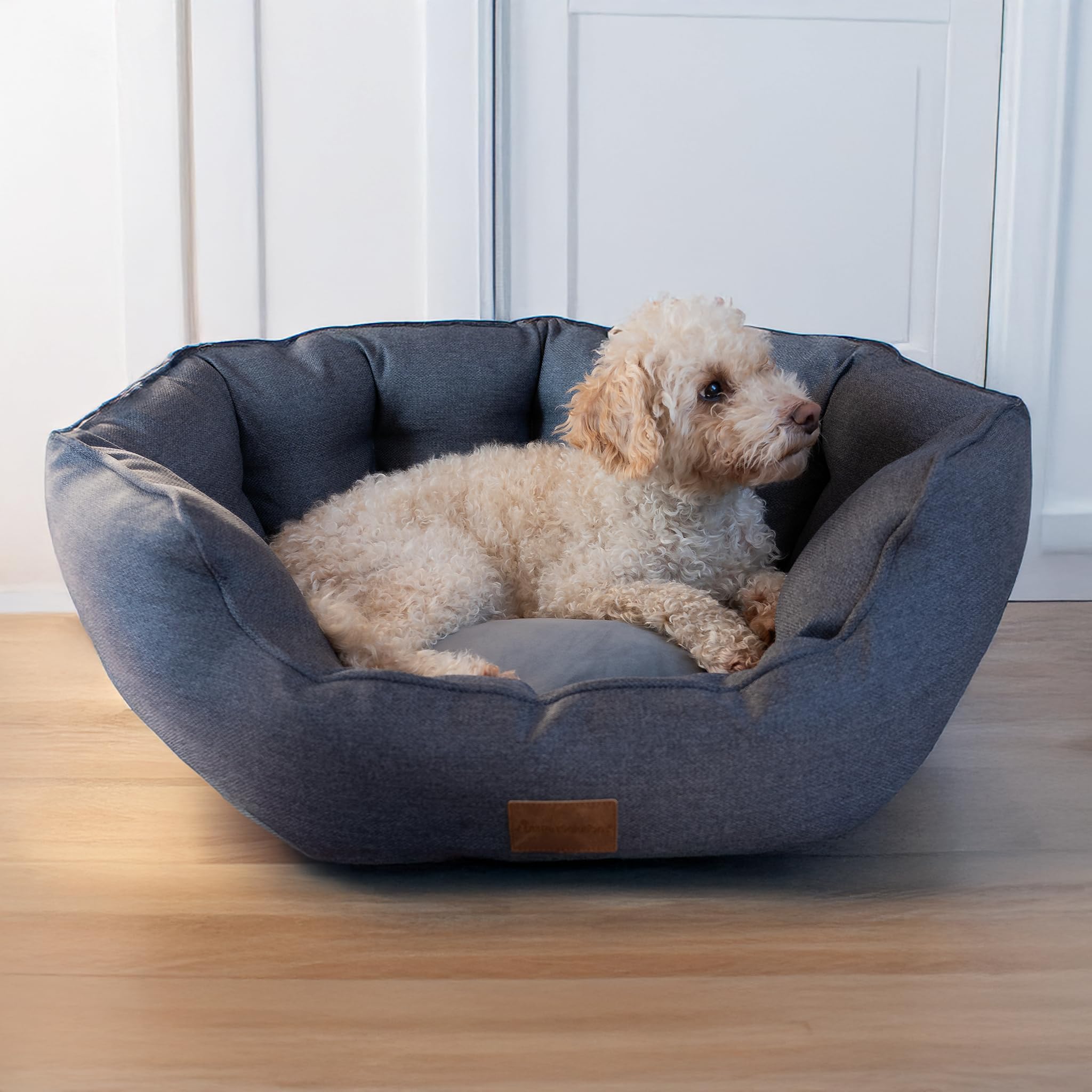 allpetsolutions Alfie Premium Luxury Range Dog Bed - Warm, Fleece-Lined Machine Washable Dog Bed with Raised Rim - Extra Soft Reversible, Removable Pillow Cushion - Medium, Grey โ image 1