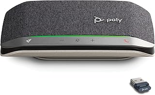 Poly Sync 20+ Personal Portable Bluetooth Smart Speakerphone (Plantronics) - USB-A UC Bluetooth Adapter - Connect Wirelessly to PC/Mac/Cell Phone - Works w/Teams, Zoom, & More - Amazon Exclusive