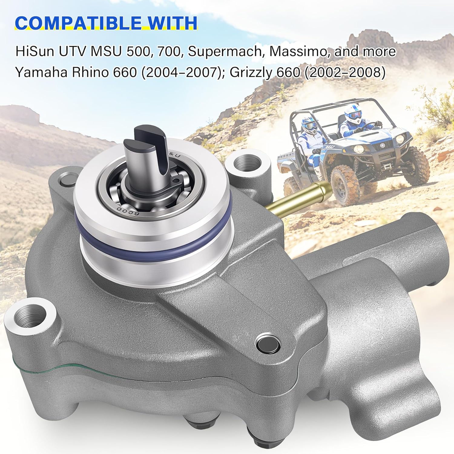 Water Pump Assembly Compatible with Yamaha Rhino Grizzly 660 HiSun UTV 500 700 Supermach Massimo MSU 500 700 With O-Ring