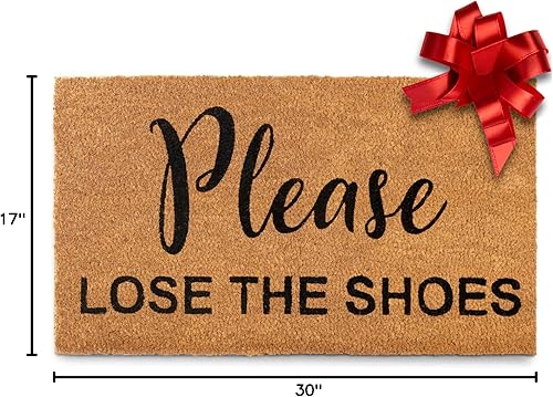 Miniatura 2 de Felpudo divertido de 30 x 17 pulgadas con texto en inglés Please Lose the Shoes Welcome Mat, tapete de bienvenida para exteriores, tapete divertido