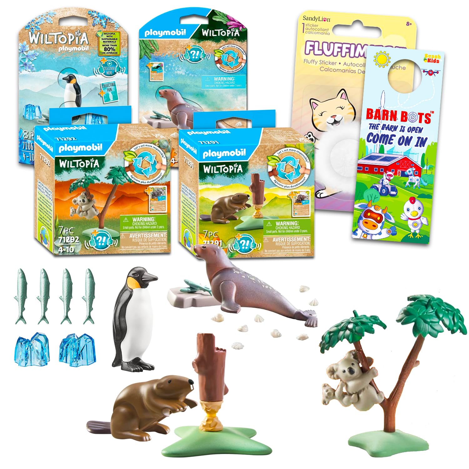 Playmobil Figurki zwierząt do zabawy dla dzieci – zestaw z pingwinem cesarskim, pieczęcią i innymi zabawkowymi figurkami, naklejkami, nie tylko, zestawy zwierząt dla dziewcząt, chłopców