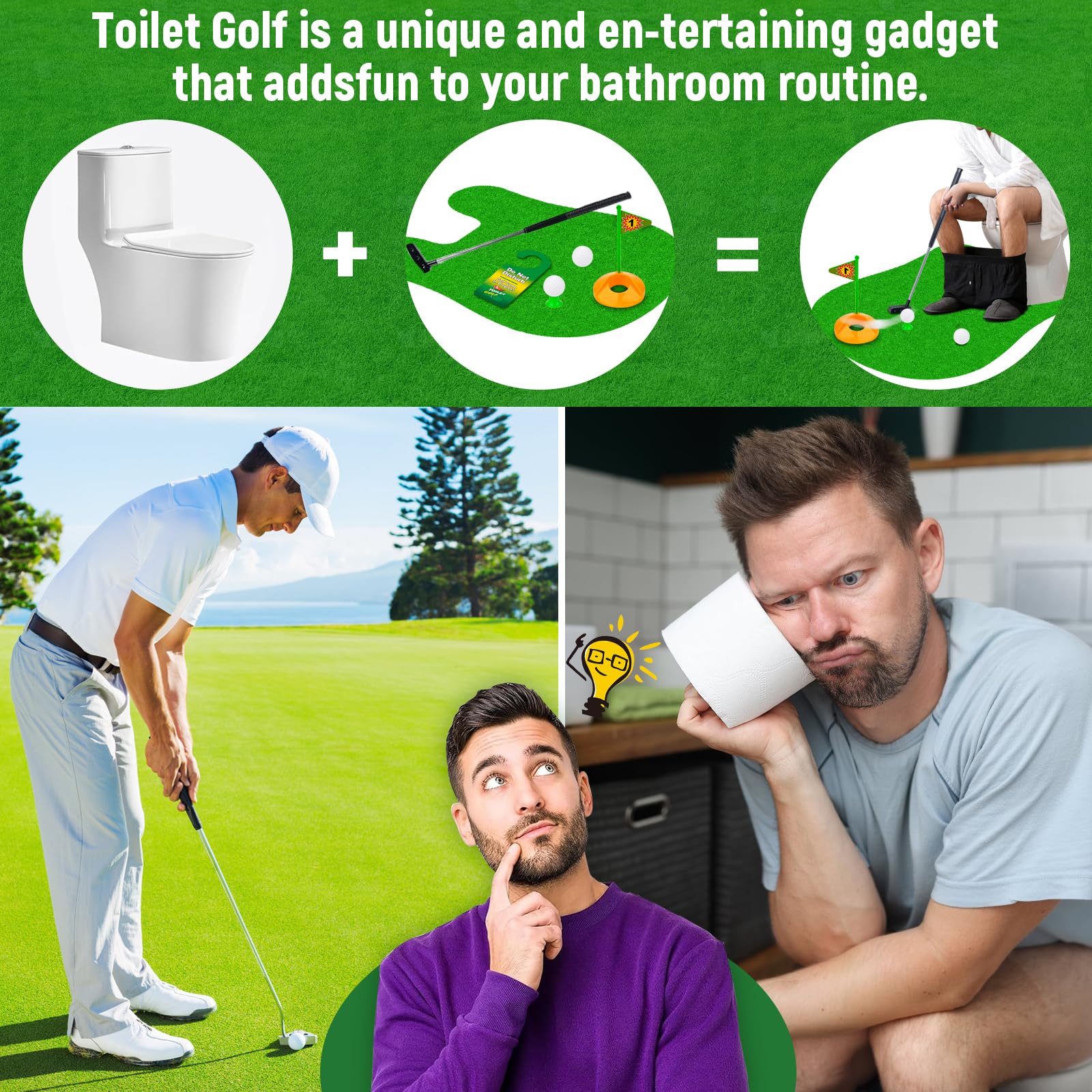 Pipihome Golf Game Set 6 Piezas Mini Golf Accesorios Funny Adulto Niños Minigolf Regalos Hombres con Palo Tapete Putting Bolas