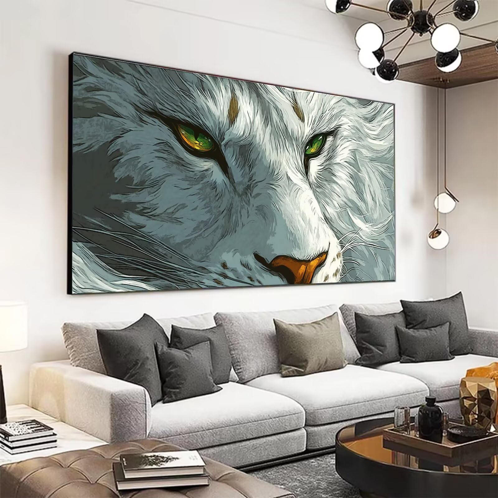 Peinture Numero Adulte Animal Peinture Par NuméRos Grand Format Tigre Loisirs CréAtifs Adultes Enfant DIY NuméRo D'Art Complet Kit DéButants ,Cadeau GarçOns Filles 3+ Ans, Sans Cadre 60x120cm M-59