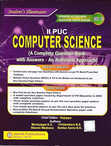 Students Illuminator Computer Science 2 Puc Complete Question Bank With Answers (jeevith Publications)