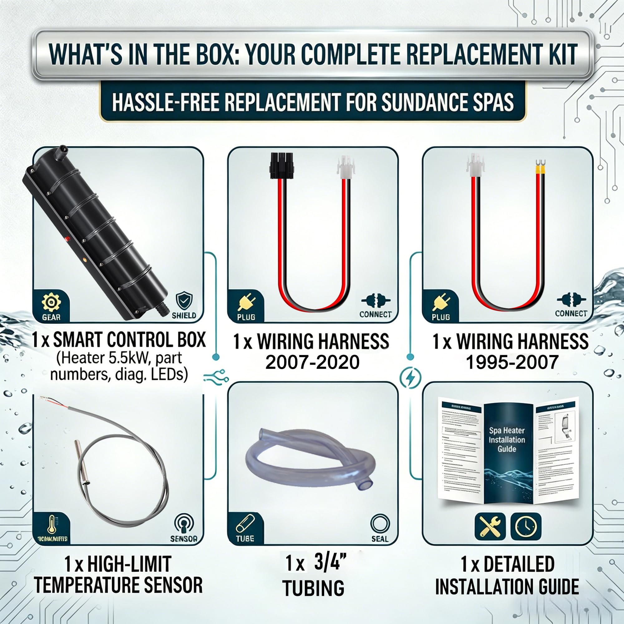 Yoursme Repuesto para calentador inteligente de bajo flujo Sundance/Jacuzzi Spa