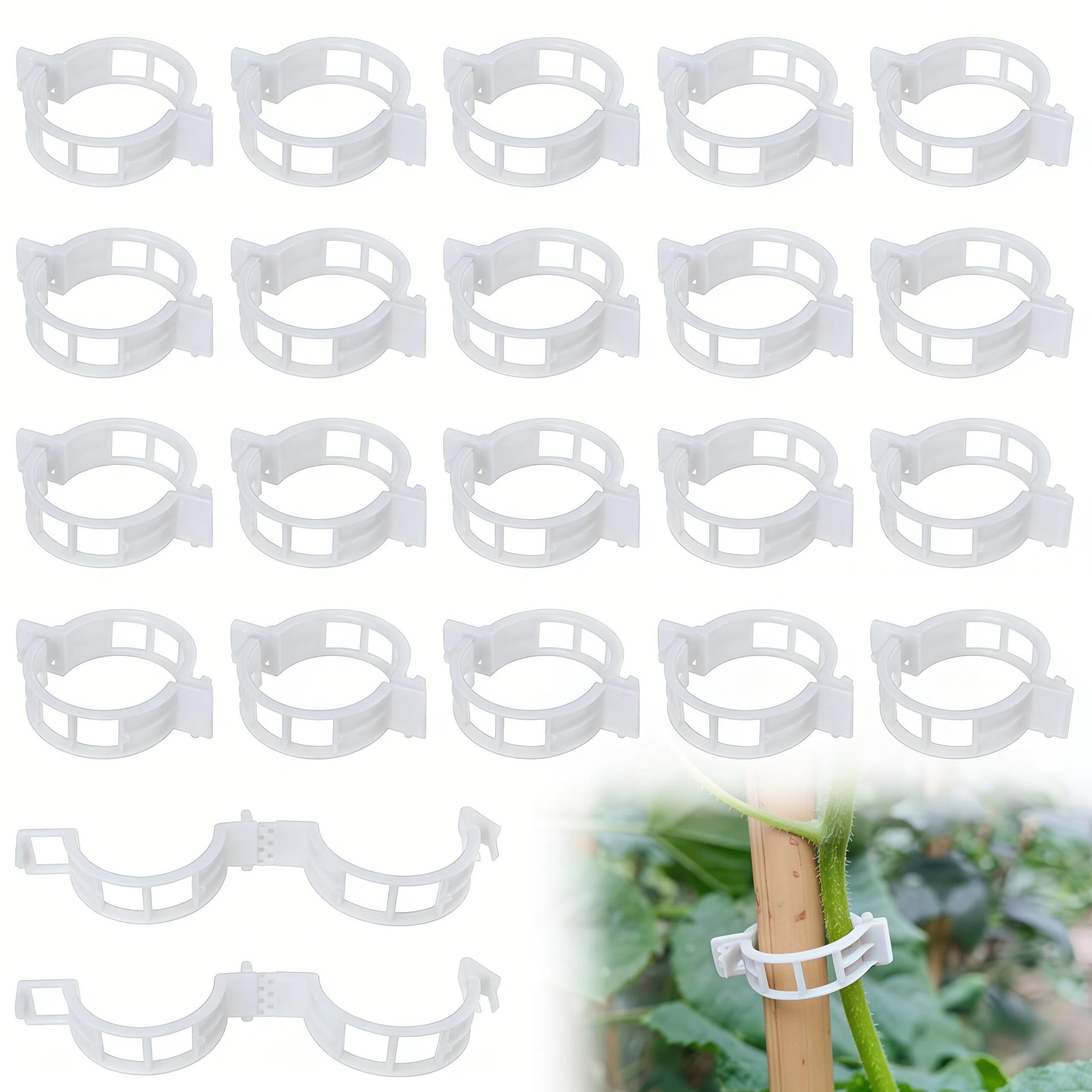 Secured Plastic Plant Clip, New Reusable Plant Support Clips Plastic Clips Tomato Clips for Securing Plants for Climbing Plants, Grape, Vegetable Stems (200, White)