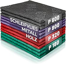 S&R Sanding Fleece Pads - Set of 12 Sanding Fleece Mats, Sanding Fleece for Metal, Wood, Steel & Stainless Steel, Sanding Fleece for Sanding & Polishing, Grit P180-P320-P600-P800