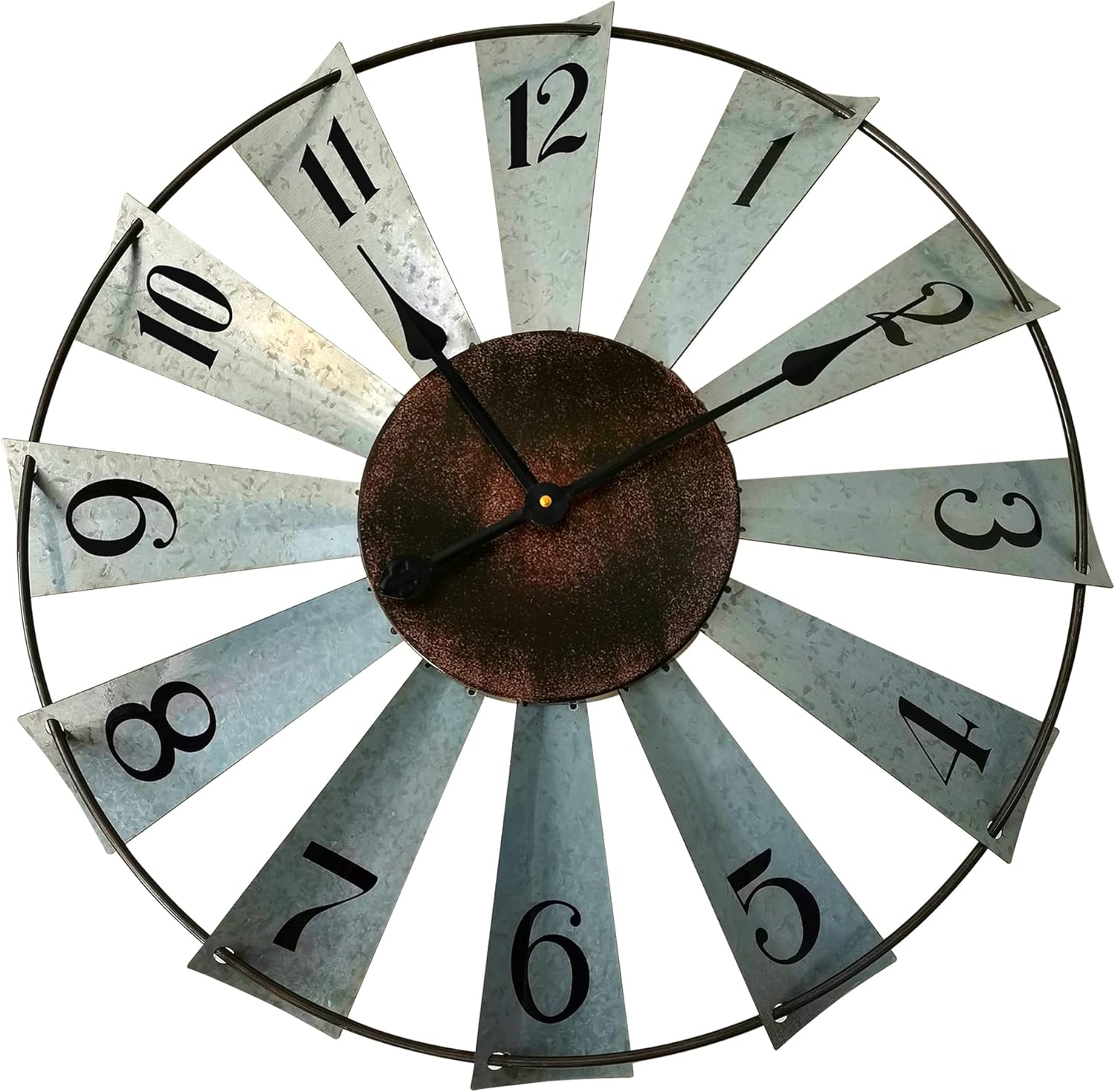 Qukueoy 24 Inch Metal Windmill Clock Large Farmhouse Clocks