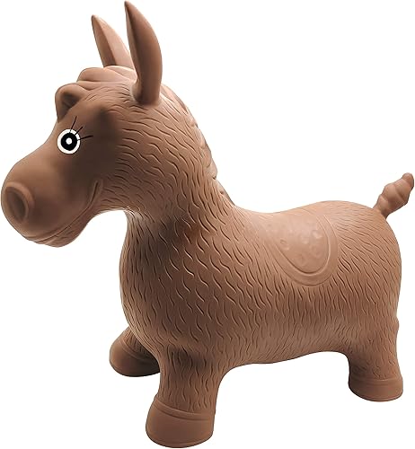 Miniatura 6 de LEXiBOOK BGP050 Caballo de salto inflable, bomba manual incluida, plástico seguro y duradero, marrón