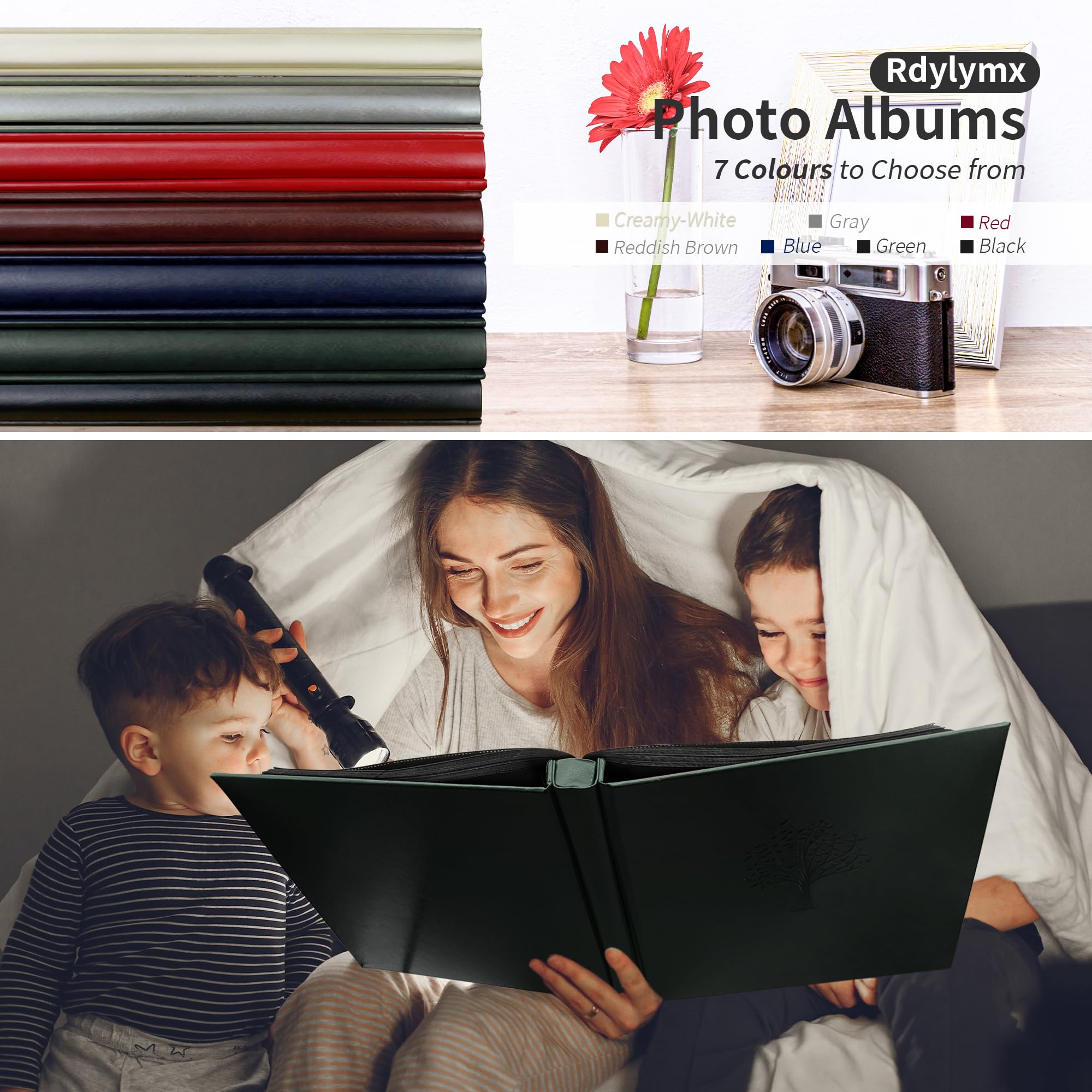 Álbum de fotos de 6 x 4 pulgadas, 600 bolsillos, color verde oscuro, gran capacidad, tapa de piel, para fotos horizontales y verticales de solo 10 x 15 cm