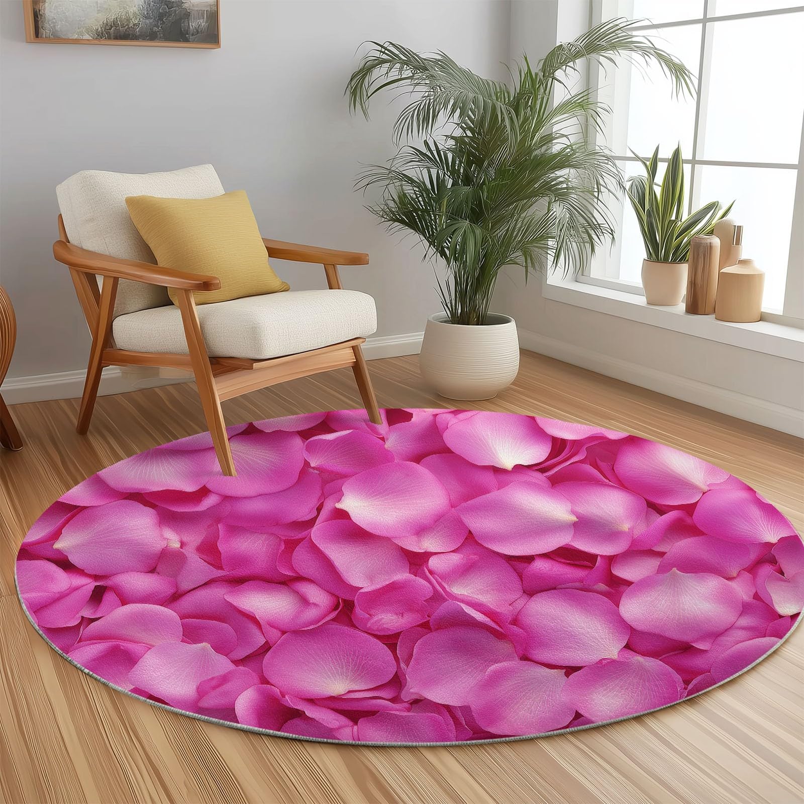 Tapis de salon lavable et antidérapant rond 210 cm contre les taches