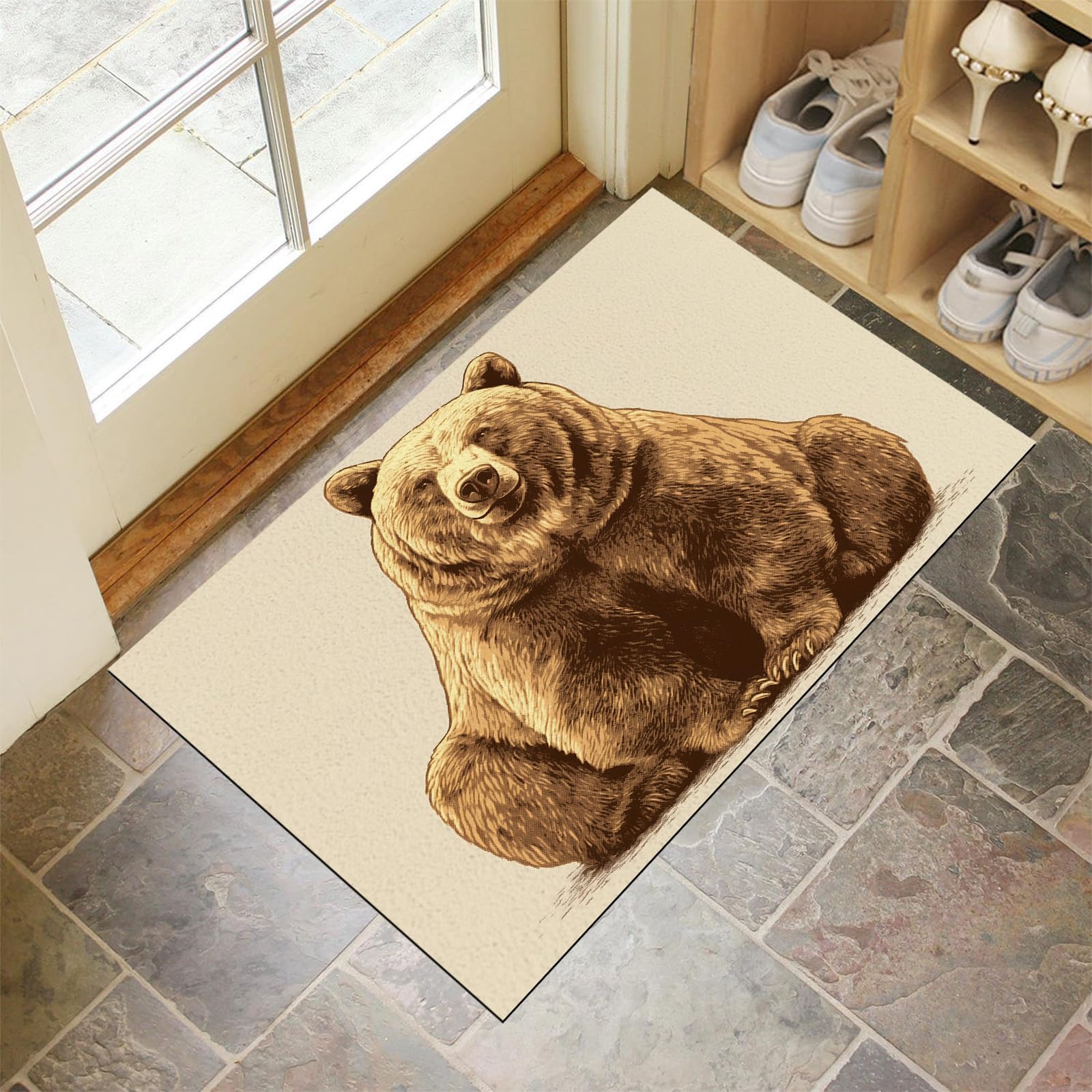 Tapis pour porte lavable et résistant paillasson ours 50x80cm