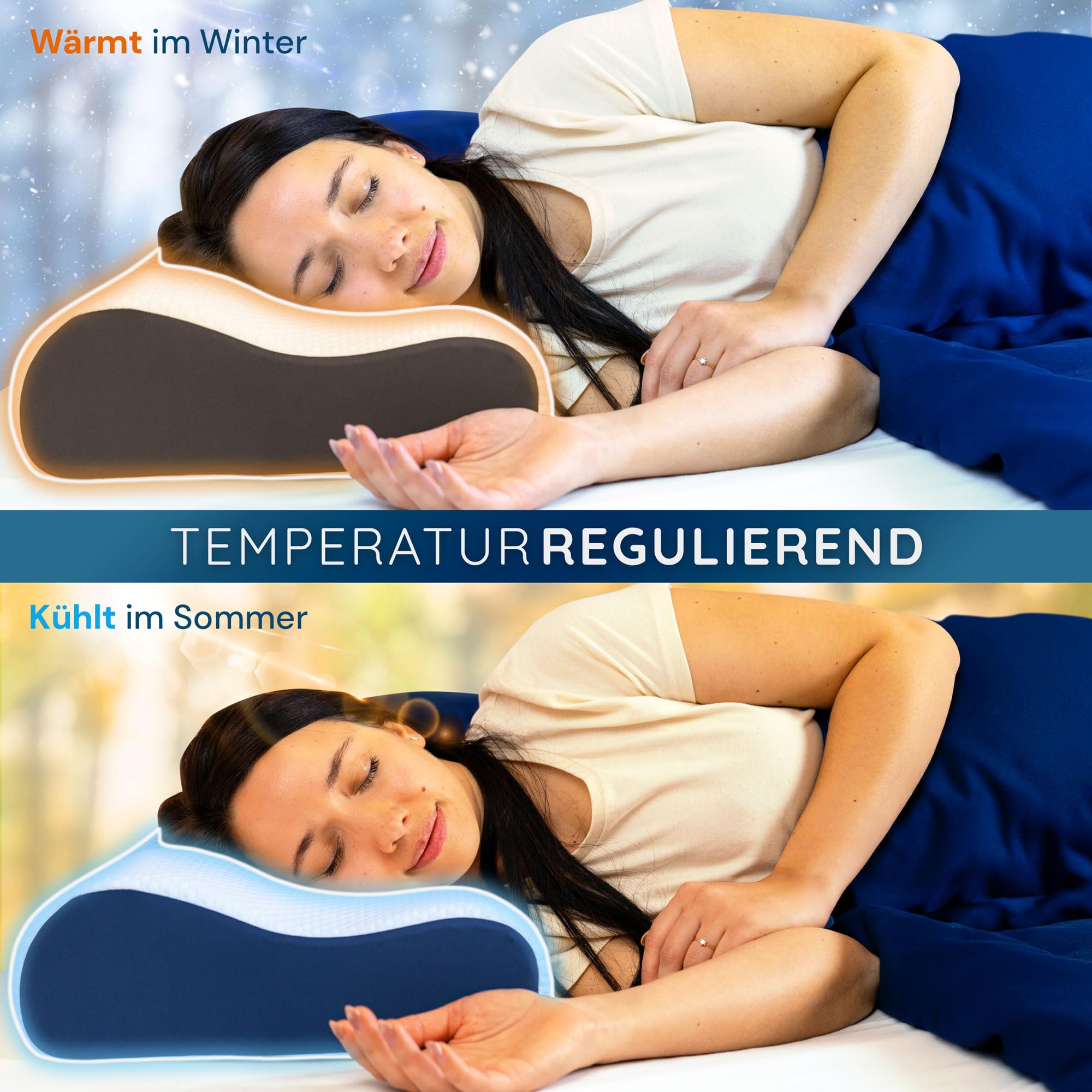Oreiller orthopédique « Panda » - Oreiller cervical ergonomique avec mousse à mémoire de forme respirante et trous d'aération - Pour les personnes dormant sur le dos, sur le côté et sur le