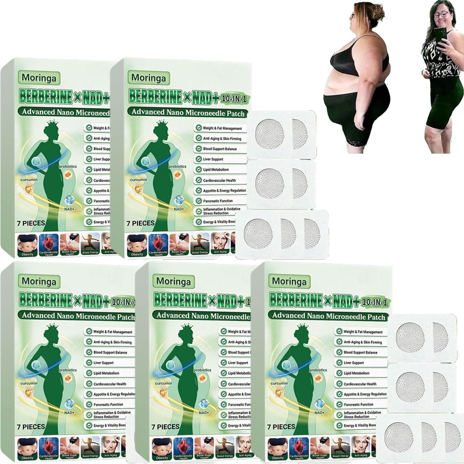 6 Cajas Moringa x Berberine Patch 10 en 1,parche avanzado de microagujas Moringa 10 en 1,Parche de Metabalance Profesional, Fácil de Aplicar, para hombres y mujeres (6-Cajas) — view 9