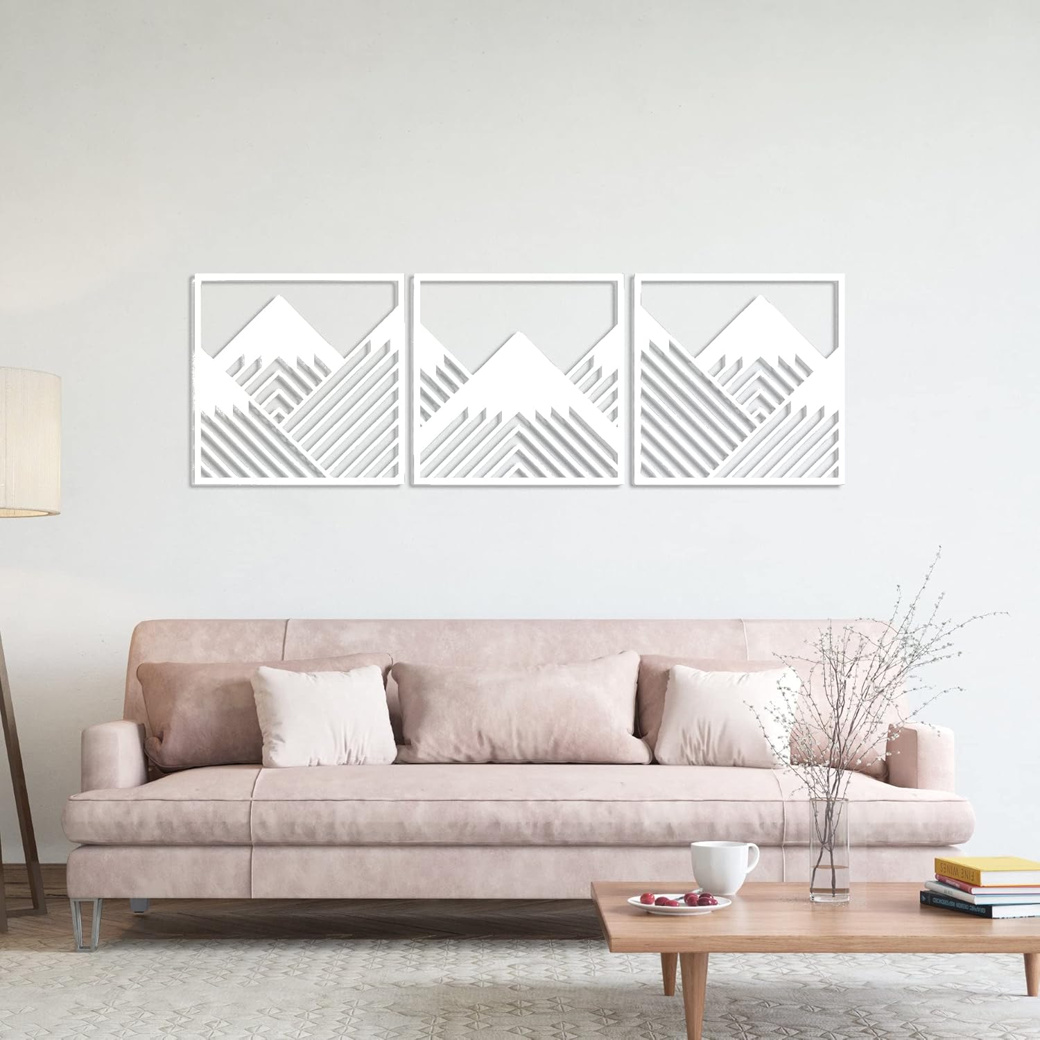 METALPLEX Geometric Mountains Metal Wall Art Fade, Water