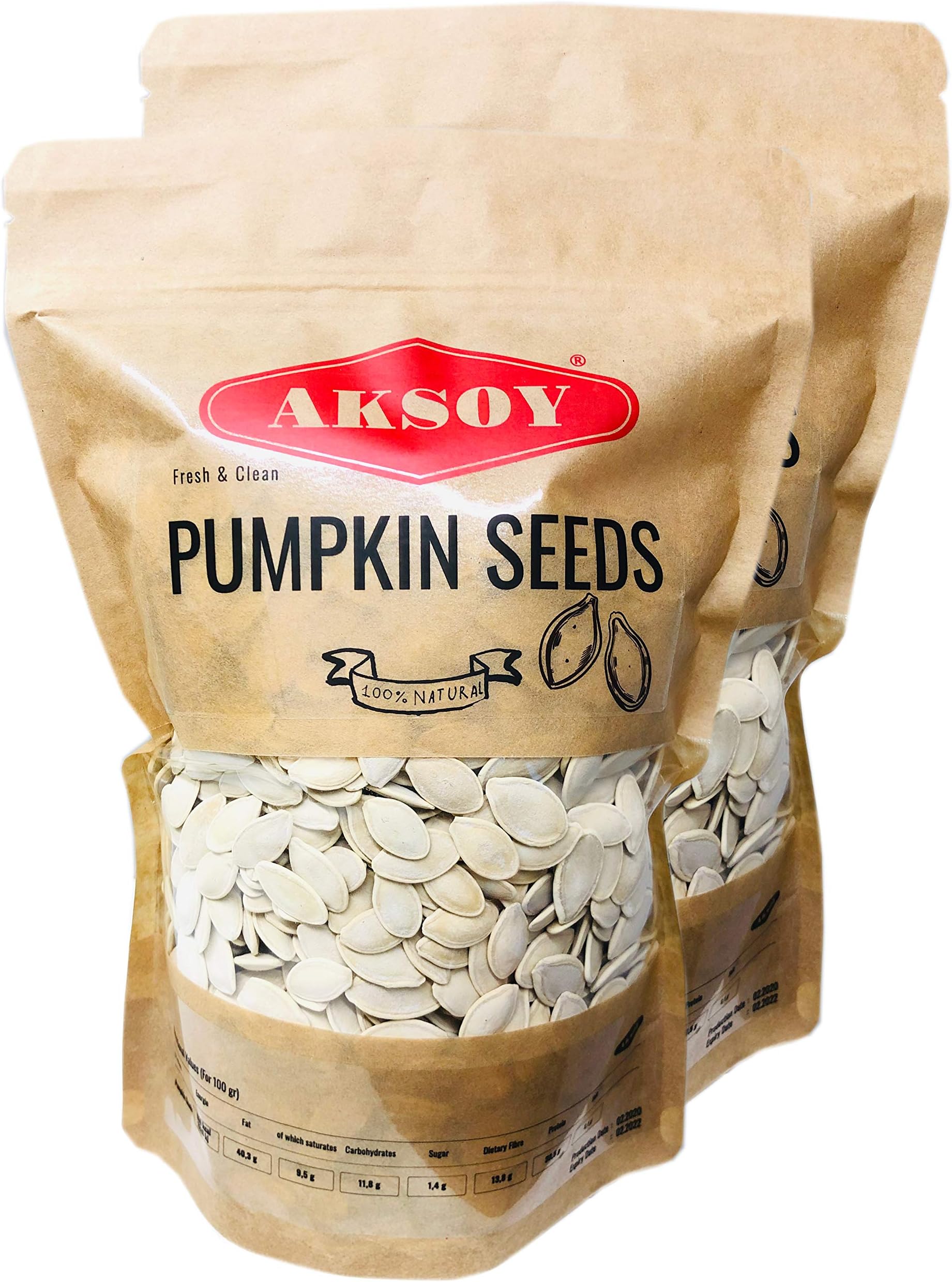 AKSOYPremium Roasted Salted White Pumpkin Seeds (with Shell) 1.5KG – Crunchy Snack, Rich in Flavor, Ideal for Sharing, Freshly Packed, Premium Taste Pumpkin Seeds (Packaging May Vary)
