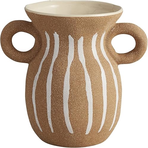 47th & Main Jarrón decorativo de cerámica, 5.5 pulgadas de alto, tono tierra