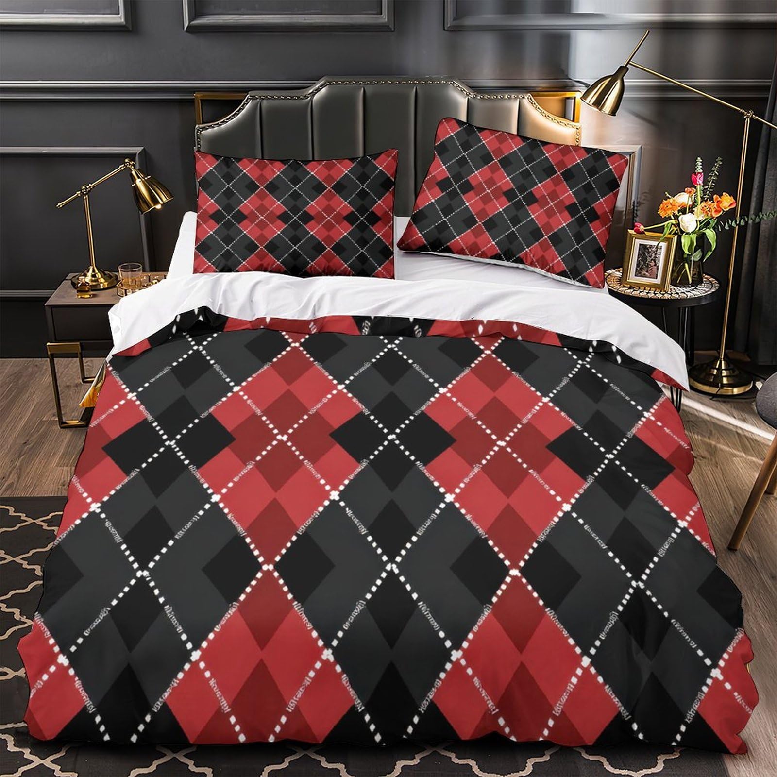Parure de lit fleurs roses housse de couette King 220x240 en microfibre avec taies d'oreiller