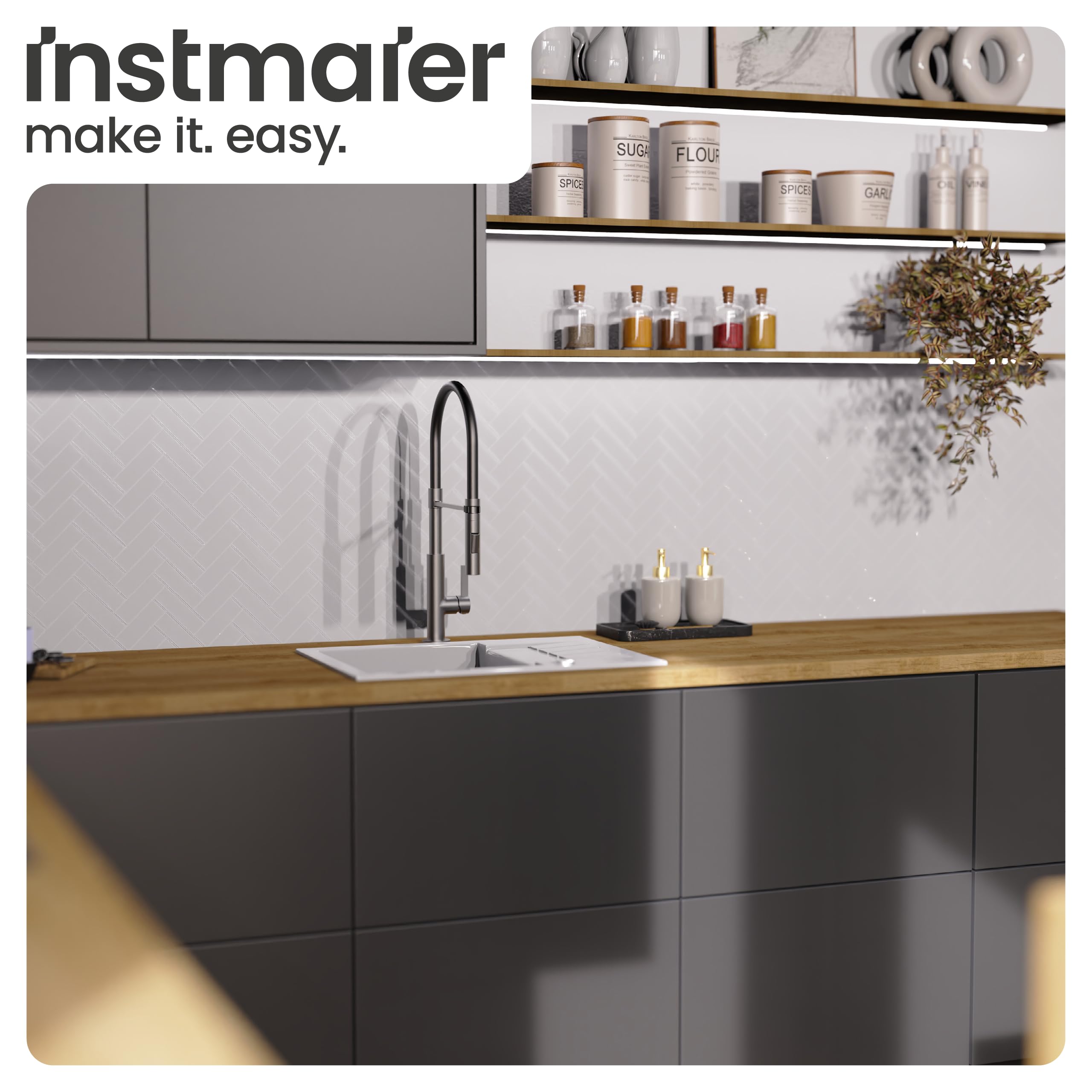 instmaier Nova | Küchenarmatur mit flexibler Geschirrbrause | Graphit matt | Wasserhahn Küche 360° schwenkbar | Spültischarmatur mit 2 Strahlarten | Mischbatterie