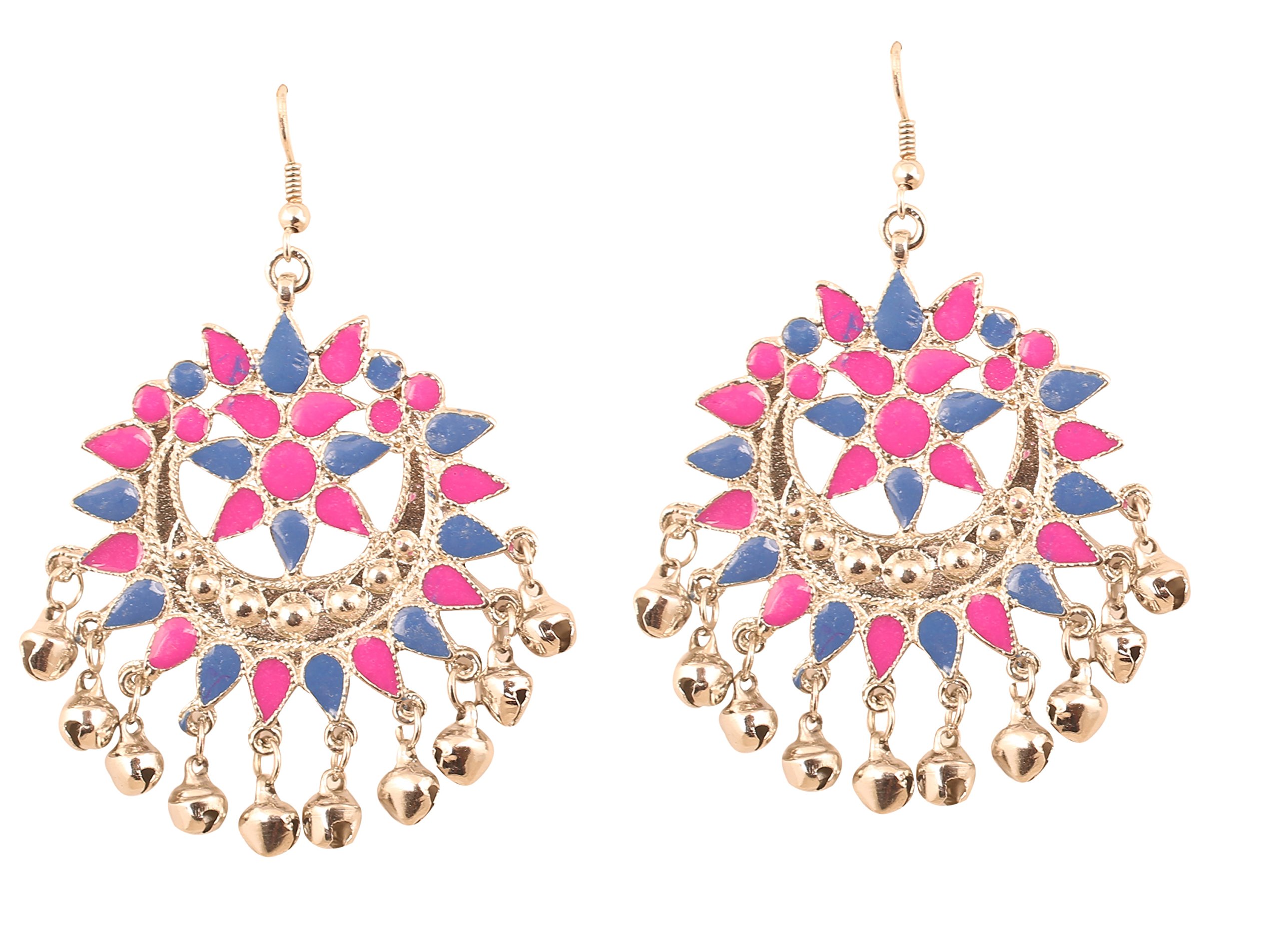 TouchstoneIndian Bollywood Fine Jewelry Inspired Cubic Zirconia CZs studded Designer Jewelry Long Chandelier Earrings In Gold And Silver Tone For Women.