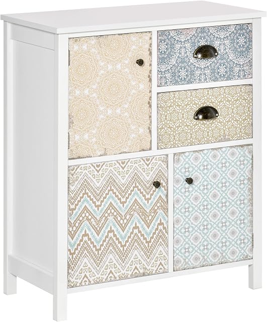 HOMCOM Drawer Table Sideboard Multi-purpose Storage Chest Shabby Chic Entryway Living Room Bedroom Furniture Organizer Unit
