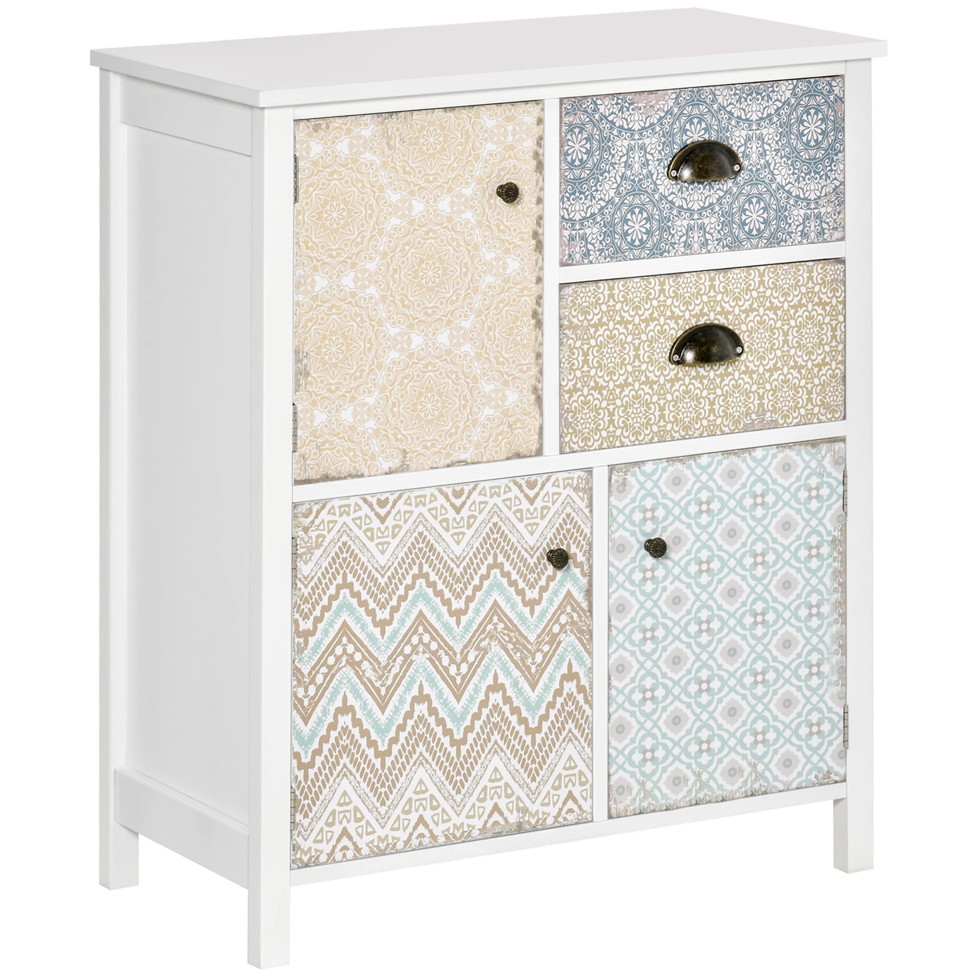 Homcom 5 Drawer Table Multi-Purpose Storage Chest Sideboard Retro Style Entryway from B&Q