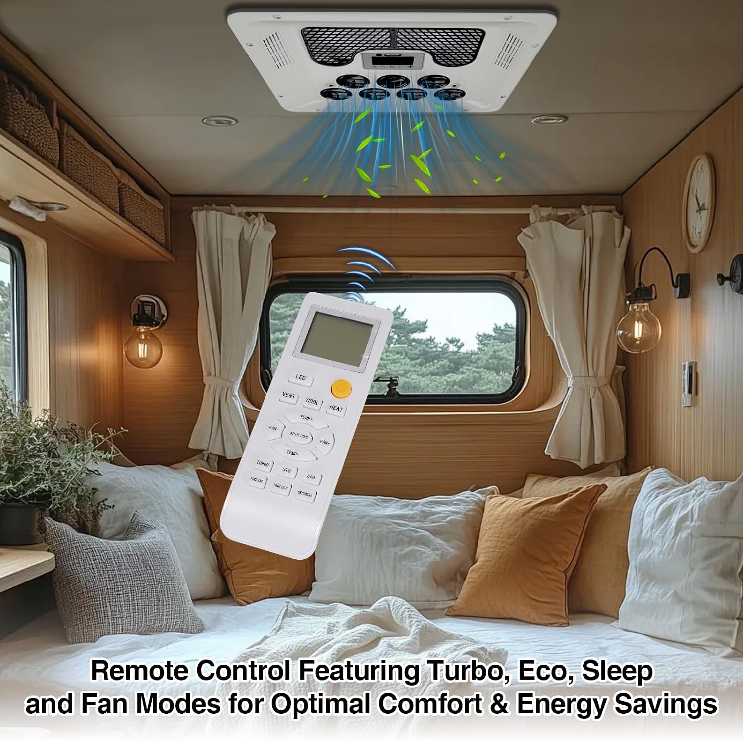 12V DC RV & Truck Air Conditioner, 15000BTU Mini Split & Rooftop AC Unit, Heating & Cooling, Brushless Compressor, Fast Cooling, Ultra-Quiet, Fit for Campers, Trailers, Motorhomes, Trucks, Vans, White