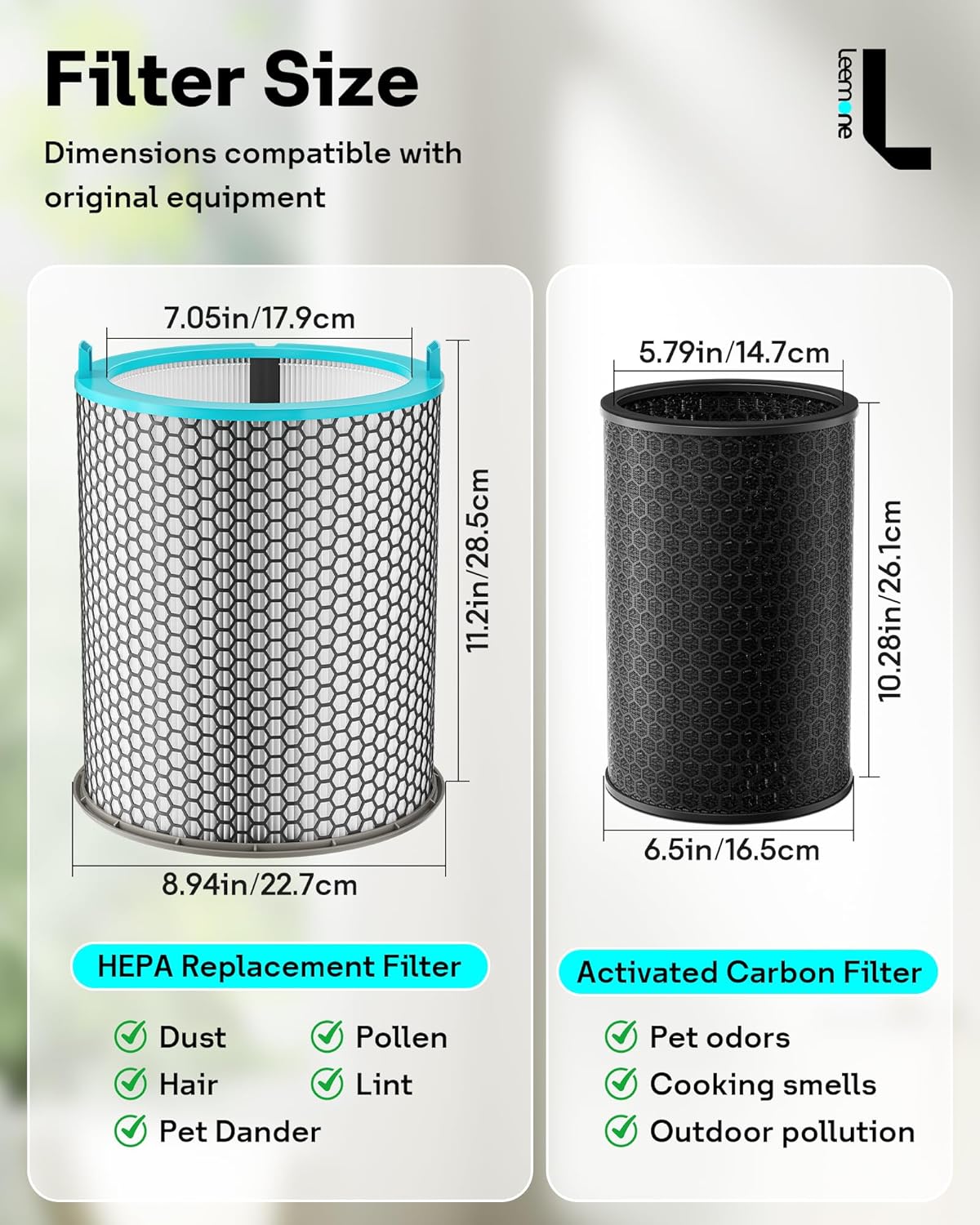 Leemone HJ10 Replacement Filter Compatible with Dyson HushJet Air Purifier, 3-in-1 H13 True HEPA & Activated Carbon Dual-Layer Filter for Pet Dander, Odors, Large Room