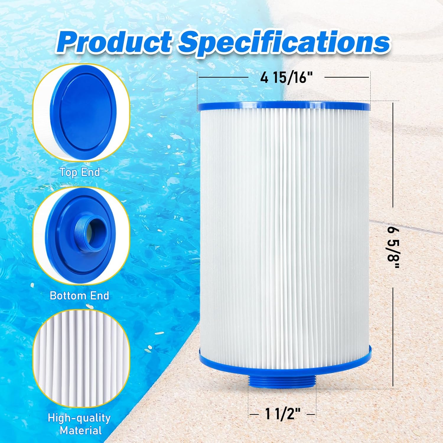 Spa Filter Compatible with Unicel 4CH-23, Pleatco PFF25TC-P4, Filbur FC-2400, Lifesmart 303263, Aladdin 12536, Baleen AK-90032, FF-100, XLS-442, PAS-1245, SD-00206 Hot Tub Filter, 2 Pack