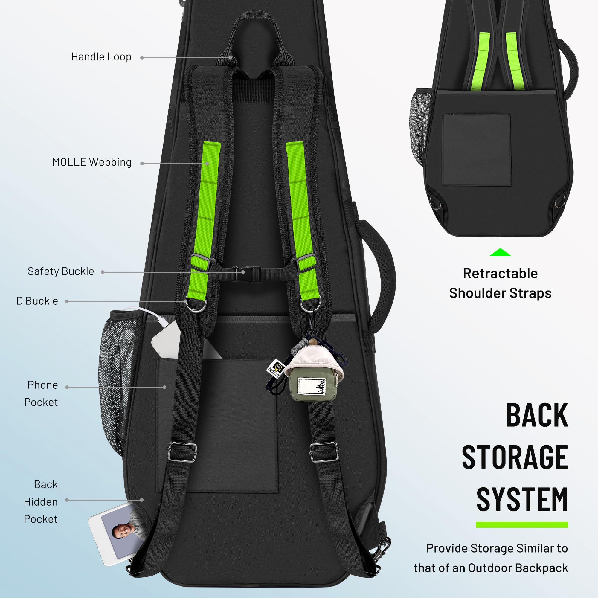 CAHAYA Custodia Imbottita per Chitarra Elettrica: Softshell, Adatta per chitarre ST/LP/TELE, spessore di 12 mm, con tasche anteriori, posteriori e laterali, design alla moda ispirato all'outdoor