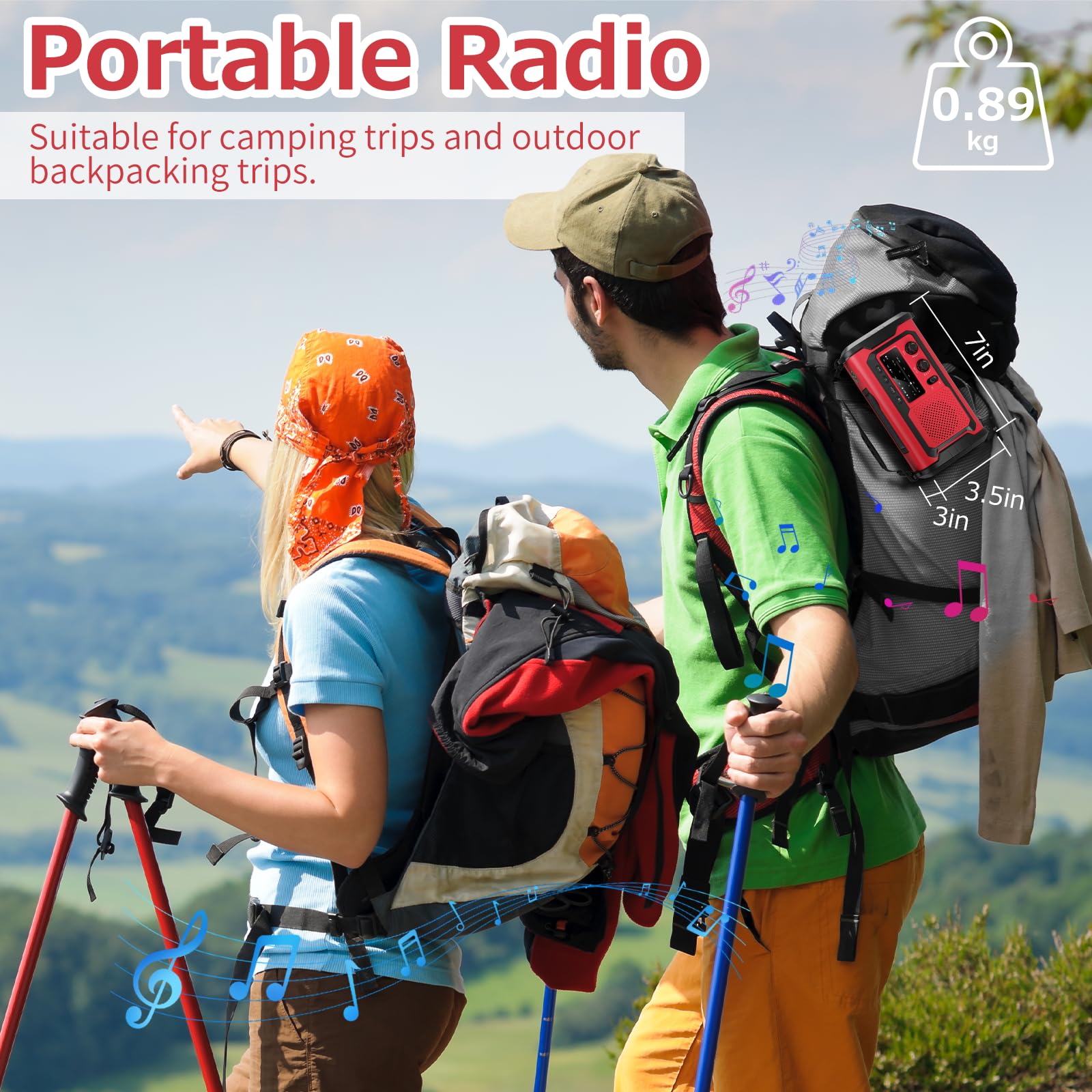Kurbelradio 27000mAh Notfallradio mit Solar & Handkurbel, AM/FM Emergency Radio mit SOS Alarm, Bluetooth Lautsprecher & Powerbank, Taschenlampe für Camping,Outdoor(Rot 27000mAh)