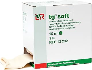 Lohmann & Rauscher Tg Soft Tubular Padding Stockinette, Large, Tubular Compression Bandage for Light and Comfortable Support, Terry Cloth Sleeve for Sensitive Skin, Skin Friendly Stockinette
