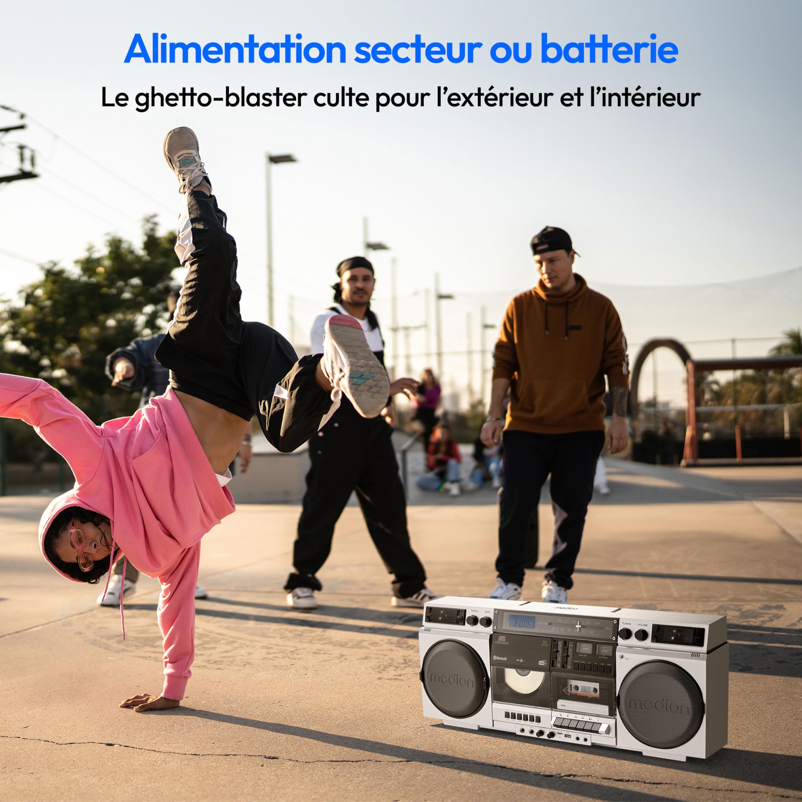 MEDION P66538 Enregistreur à cassettes Ghettoblaster rétro lecteur CD USB SD radio DAB+ Bluetooth platine cassette