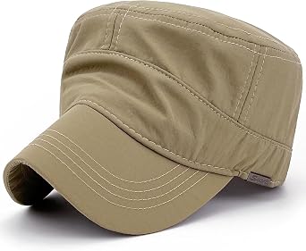 REDSHARKS Water Resistant Military Hat Quick Dry Cadet Cap Army Flat Top | Short Brim, Men/Women, Daily Wear/Driving/Hiking/Camping, Sport-Logo