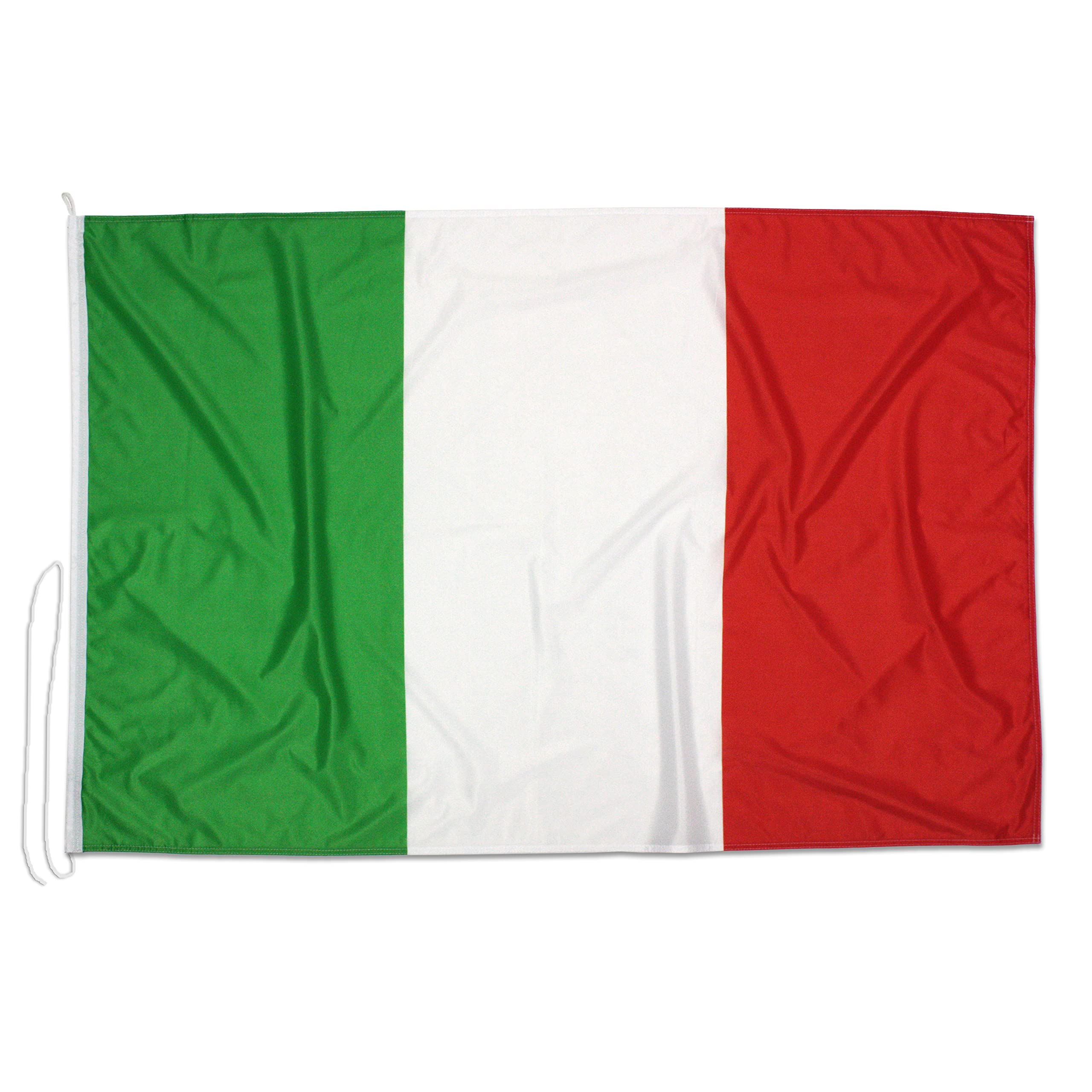 Bandiera Italia 225x150 cm tessuto nautico antivento 115g/m² istituzionale con cordino doppia cucitura
