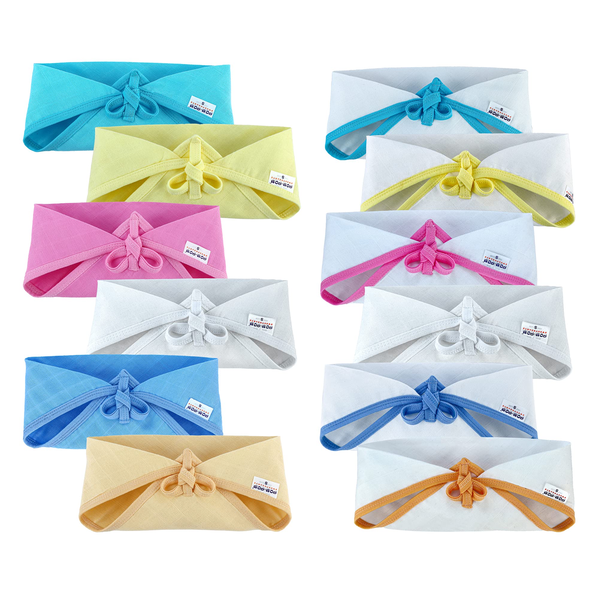 pom-pom SWEET HEARTS Triangle Nappy For Babies, Reusable, Washable Soft Muslin Cotton Nappy/Langot for New Born Baby | Gentle on Baby Skin | Helps in Potty Training | 0-1 months | Pack of 12 | Combo