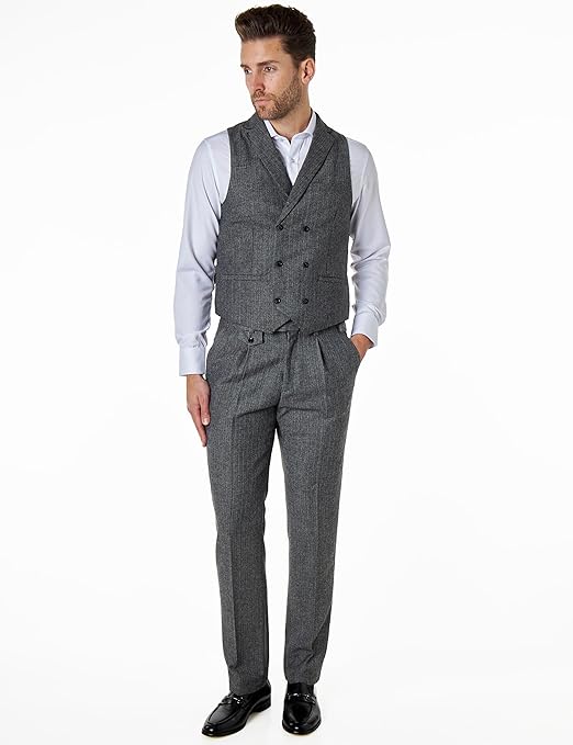 Gilet Regolabile Classico Xposed Gilet Uomo In Tweed Spina Di Pesce - Elegante E Vintage Per Occasioni Speciali Gilet Uomo Spina Pesce - Foto 10