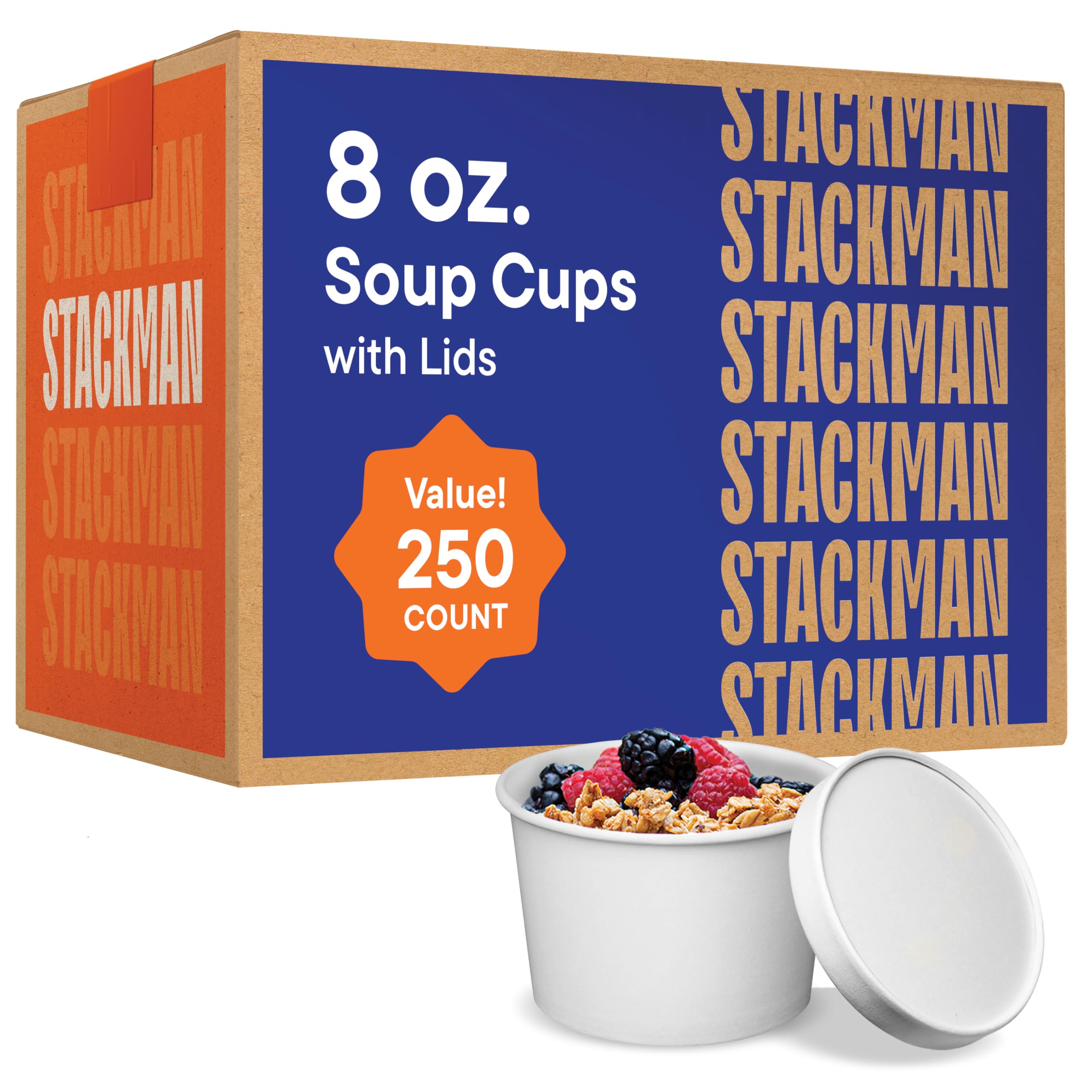 Photo 1 of [8 oz. - 250 Sets] Paper Food Container with Lid, Insulated Food Cups with Vented Lids - Hot or Cold To Go Soup Cup, for Soups, Ice Cream and Yogurt - Eco-Friendly - White