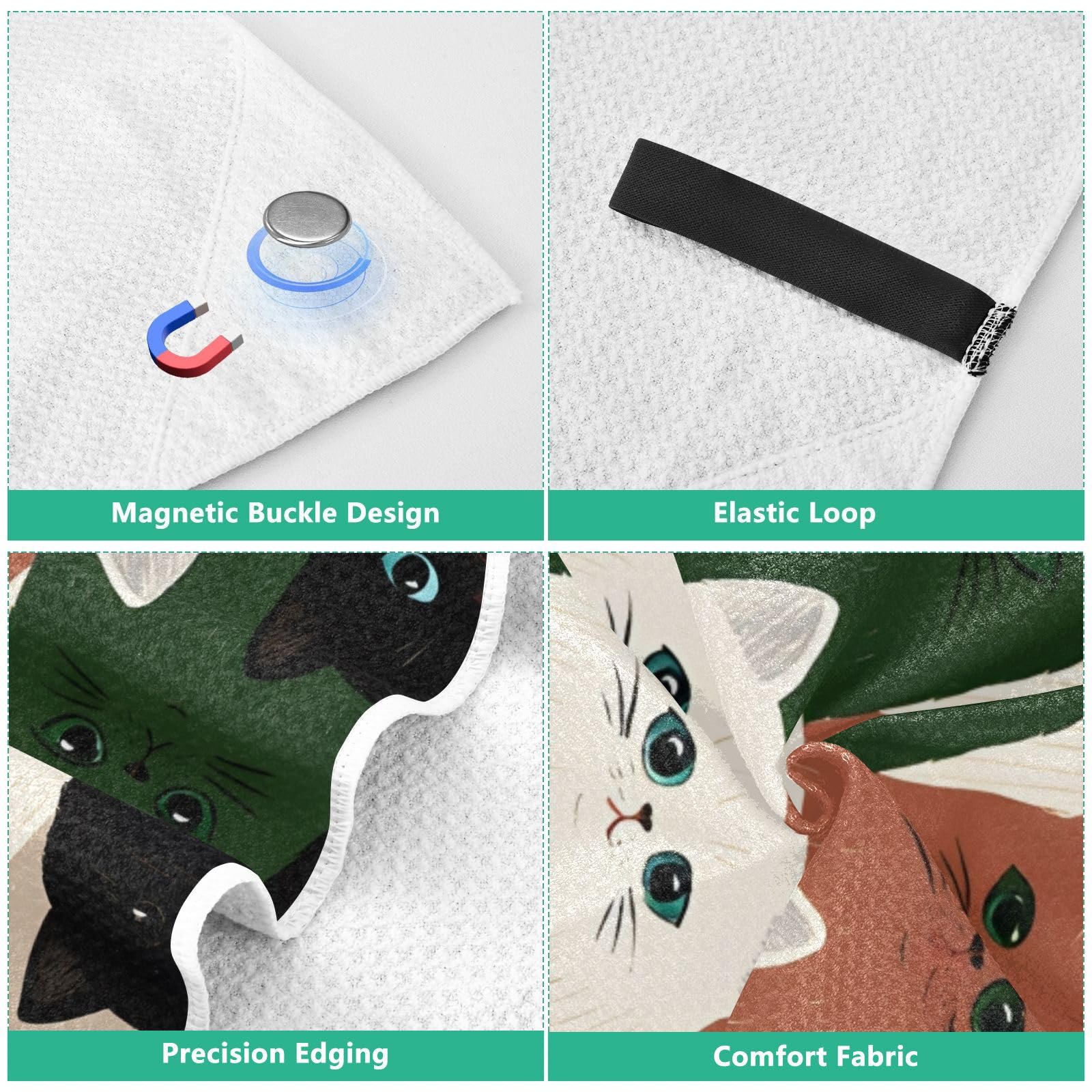 Grandes serviettes de plage avec sacs en maille pour adultes, serviette de bain à motif de chat mignon avec fermeture magnétique, anti-sable, serviette à séchage rapide pour piscine, camping et