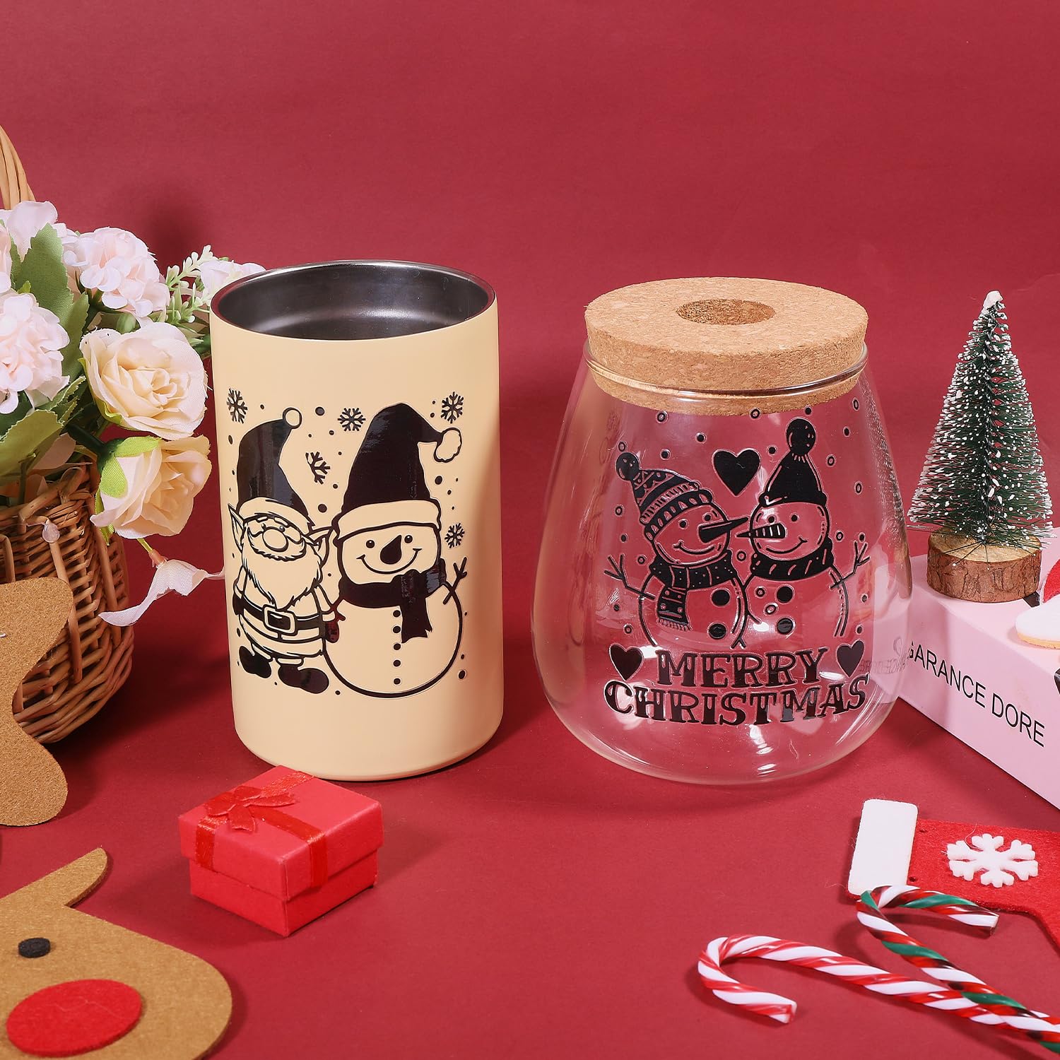 Autocollants De Noël Colorés - 25 Feuilles Adhésives, Motifs Père Noël, Bonhomme De Neige, Pour Décorer Pots, Verres, Fenêtres - 7