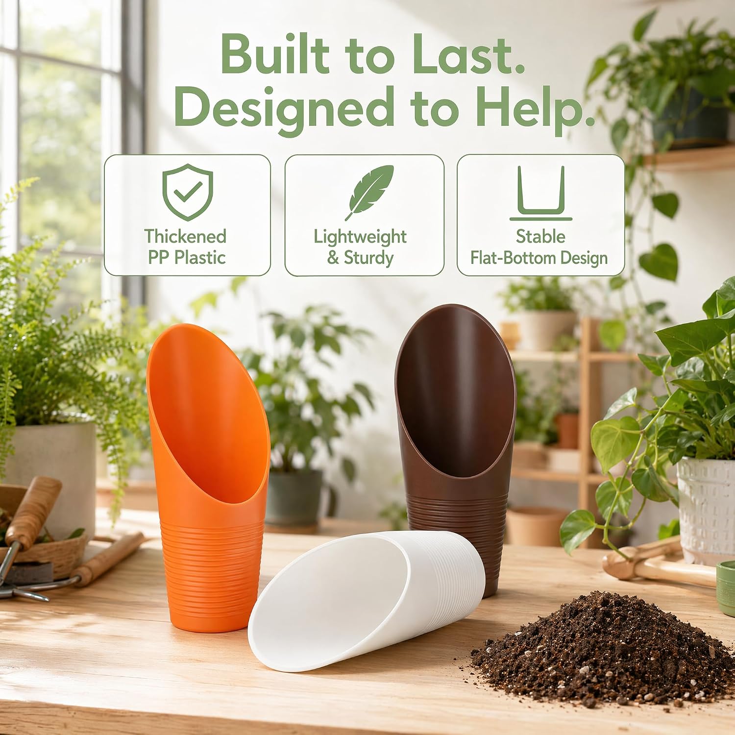 Okllen 35 Pcs Bonsai Soil Scoops, Plastic Garden Shovels Set, Mini Potting Scoop with Ergonomic Grip for Succulents, Flowers, Seedlings, 7 Colors image 5