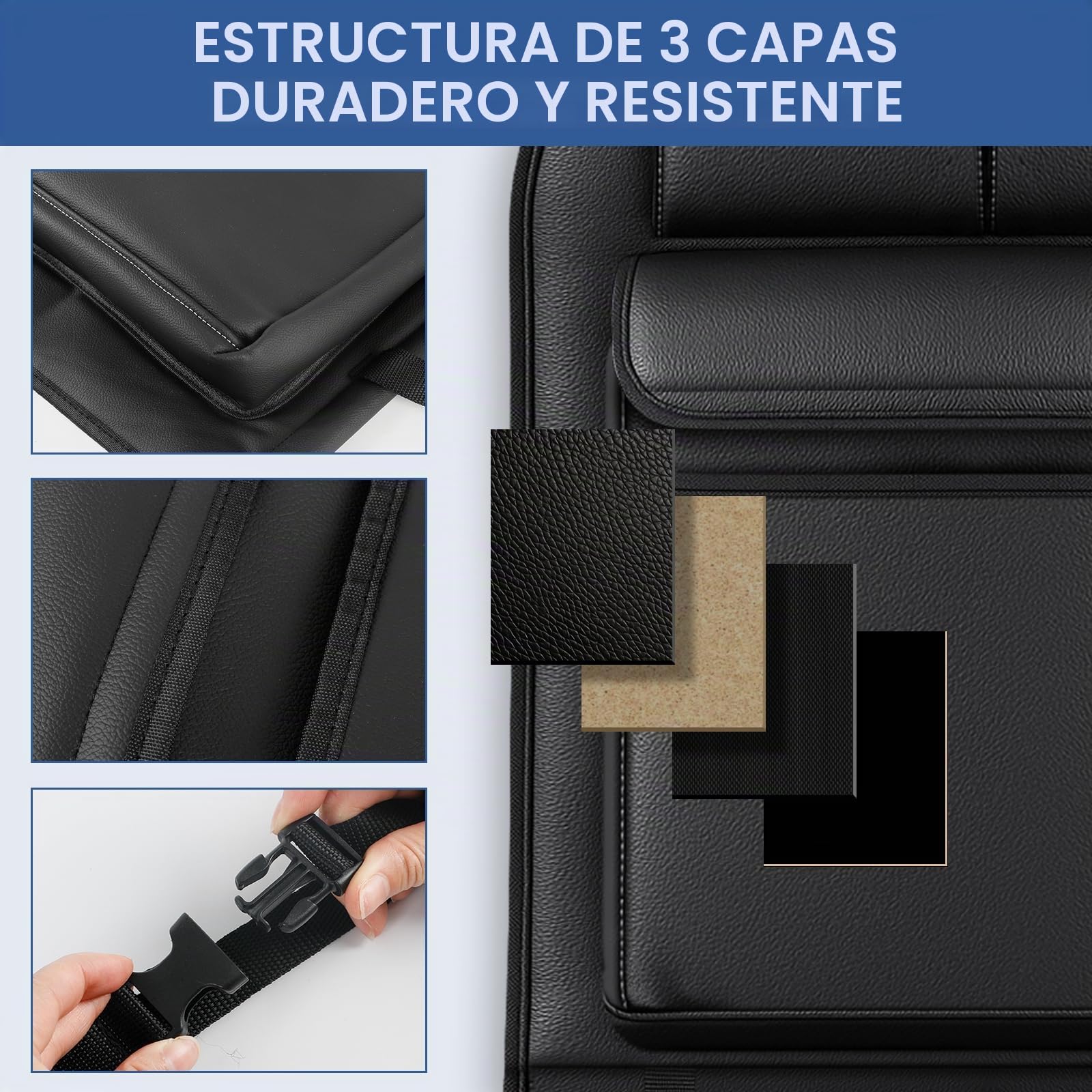 Organizador de Maletero para VW Transporter T6/T6.1 California, Protector de Respaldo Plegable con 3 Bolsillos, Organizador de Maletero de Gran Capacidad, Fácil de Instalar para Viajes y Uso Diario