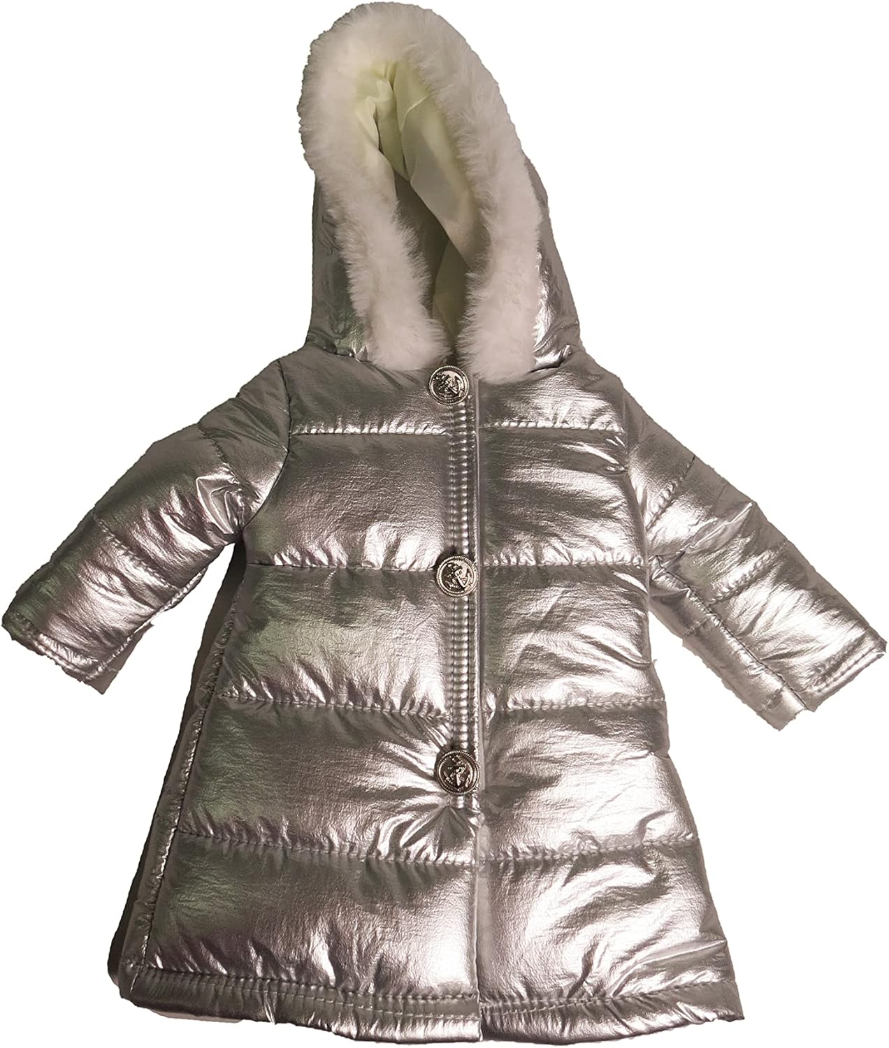 American Fashion World Mettalic Silver Puffer Coat for 18in Doll