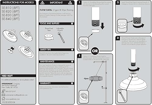 Miniatura 10 de Speakman SE-810 - Cabezal de ducha de emergencia salvavidas para lugares de trabajo peligrosos, color amarillo