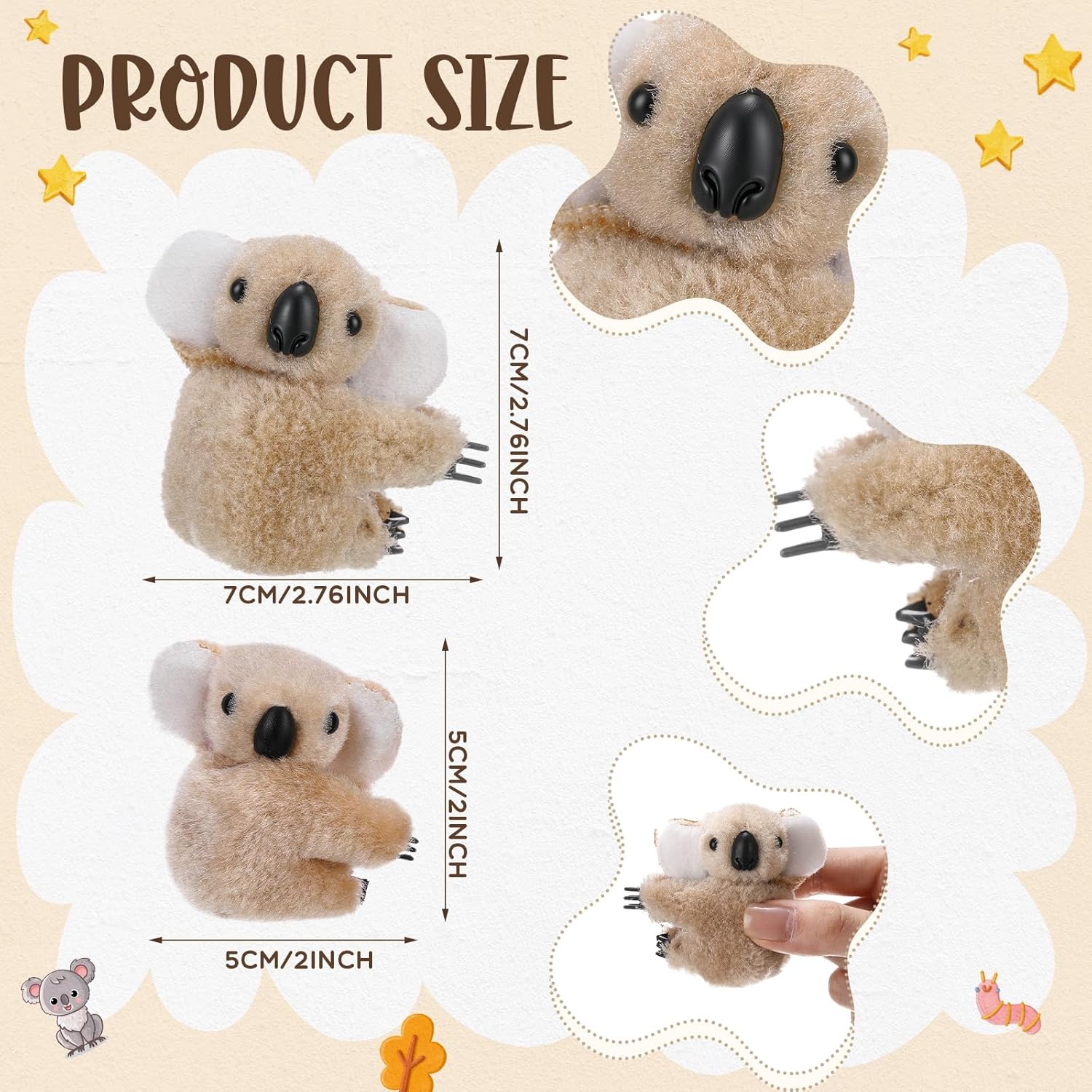 Moucuny 30 Pcs Koala Clip Koala Pencil Toppers 2.76" and 2" Mini Animal Bear Stuffed Plush Animal Toy Gifts for Party Office Home Supplies Piñata Stuffer Purse Charm Hangings