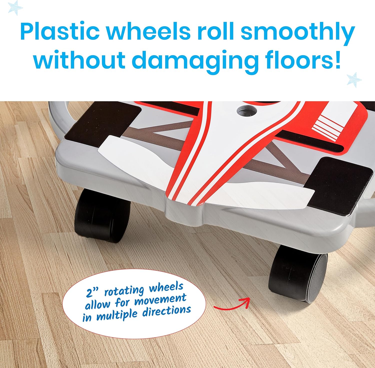 hand2mind Red Speedway Racer Scooter Board, Floor Scooter Board, Gross Motor Toys, Kids Exercise & Physical Education Equipment, Playground Toys, Indoor Active Play, Toddler Outdoor Activities