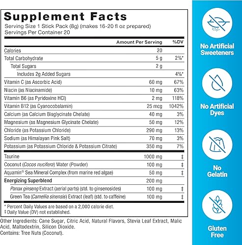 Miniatura 5 de Force Factor Liquid Labs - Bebida energética, electrolitos en polvo, paquetes de hidratación para aumentar la energía y el enfoque, 5 electrolitos