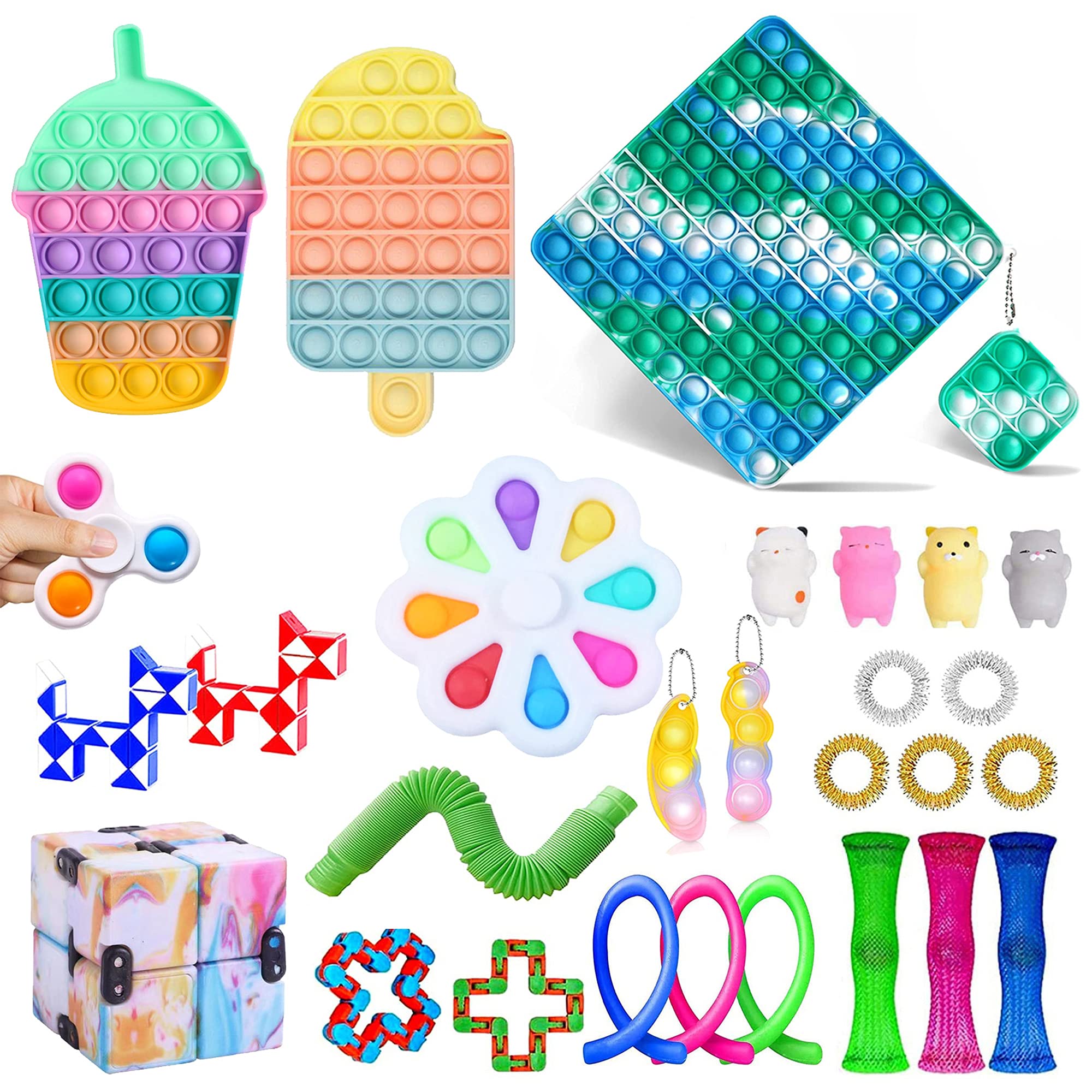 Big Fidget Pack, Special Needs Pop Bubble Toy, Relief Sensory Toy Set (7, One Size)