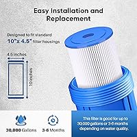 Vista 8 de PUREPLUS 50 Micron 10" x 4.5" Extra Coarse Pleated Sediment Filter for Well Water, Replacement Cartridge for GE FXHSC, Culligan R50-BBSA, Pentek